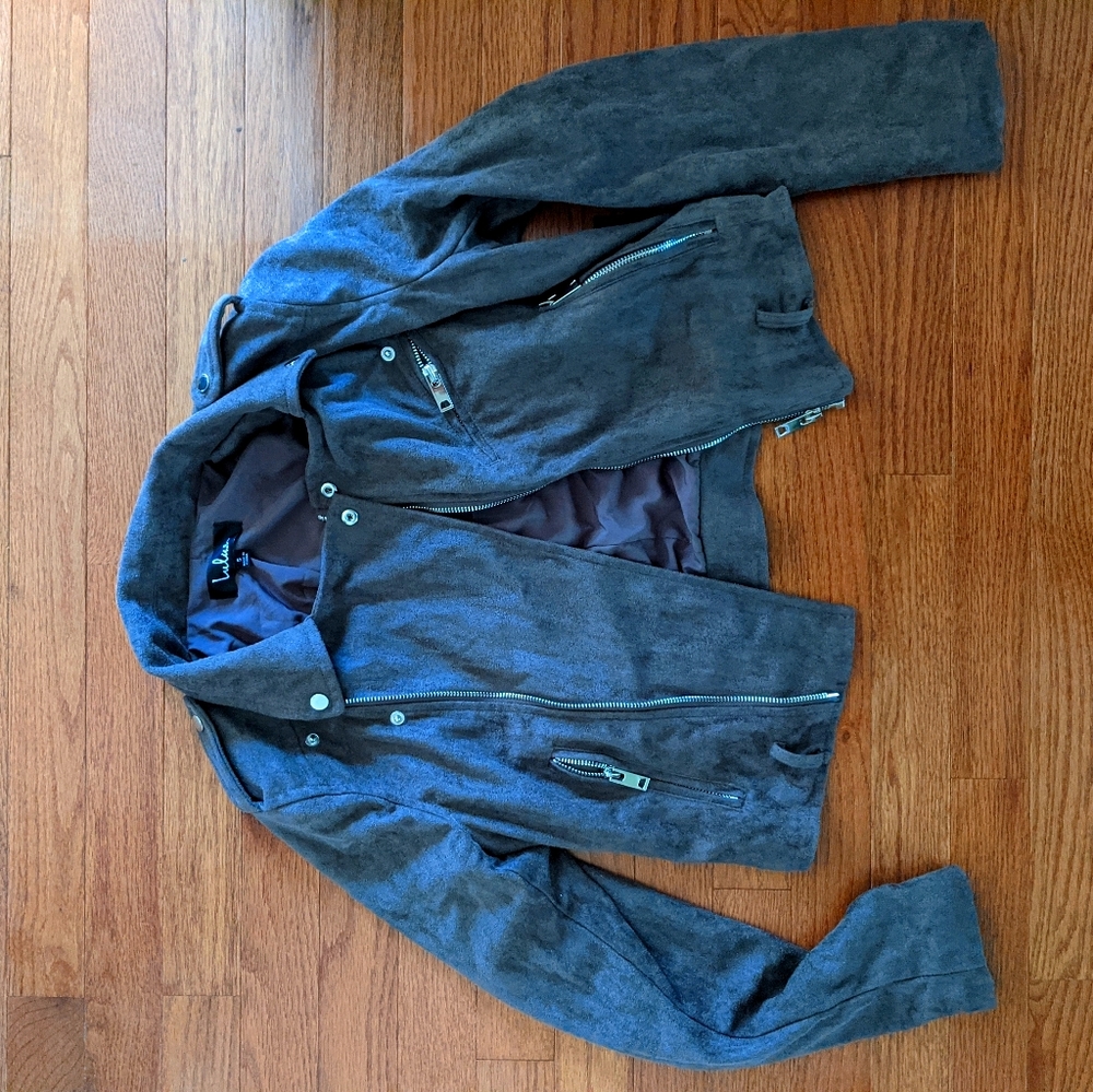 Faux suede moto jacket